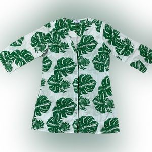 Sunny Oceans V-Neck Button Up Shirt, Cover Up (NWOT)